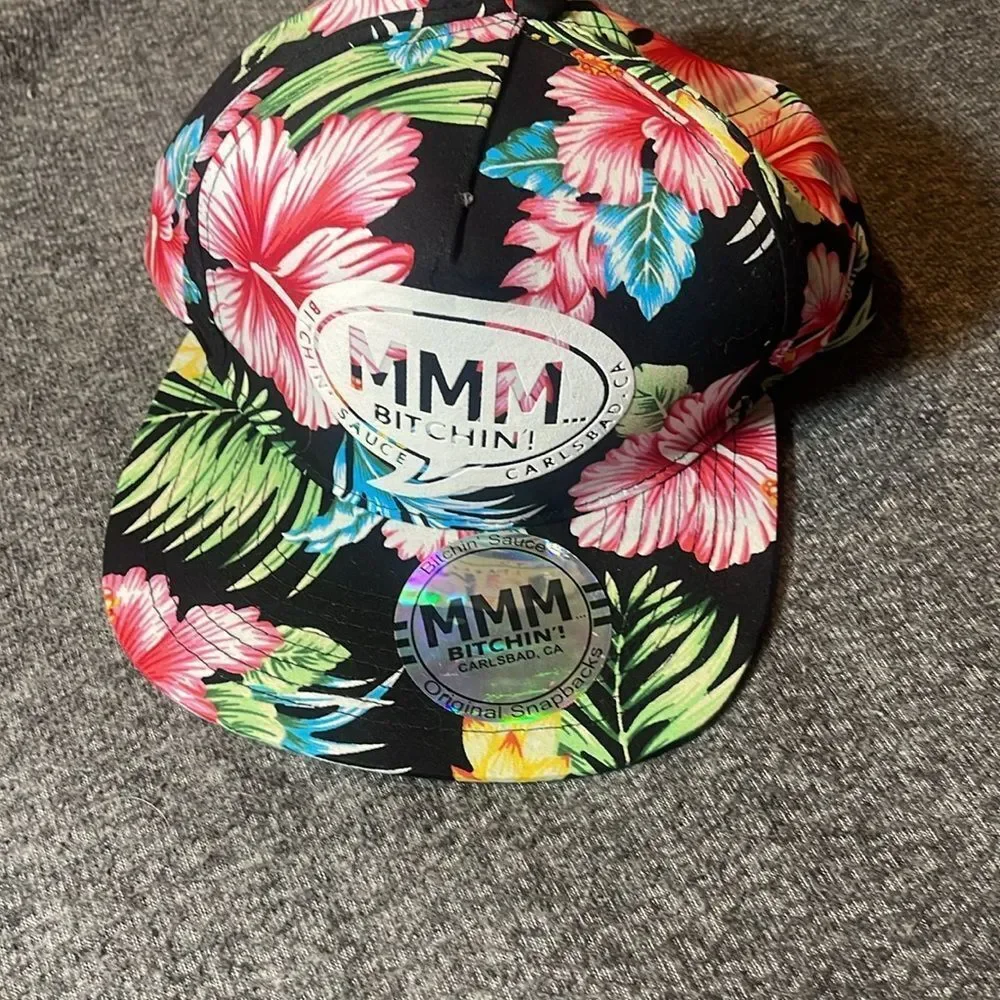 NEW mmm bitchin sauce Floral Black Snapback Hat